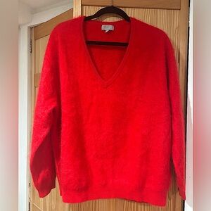 Brushed cashmere red jcrew sweater. Size Medium.